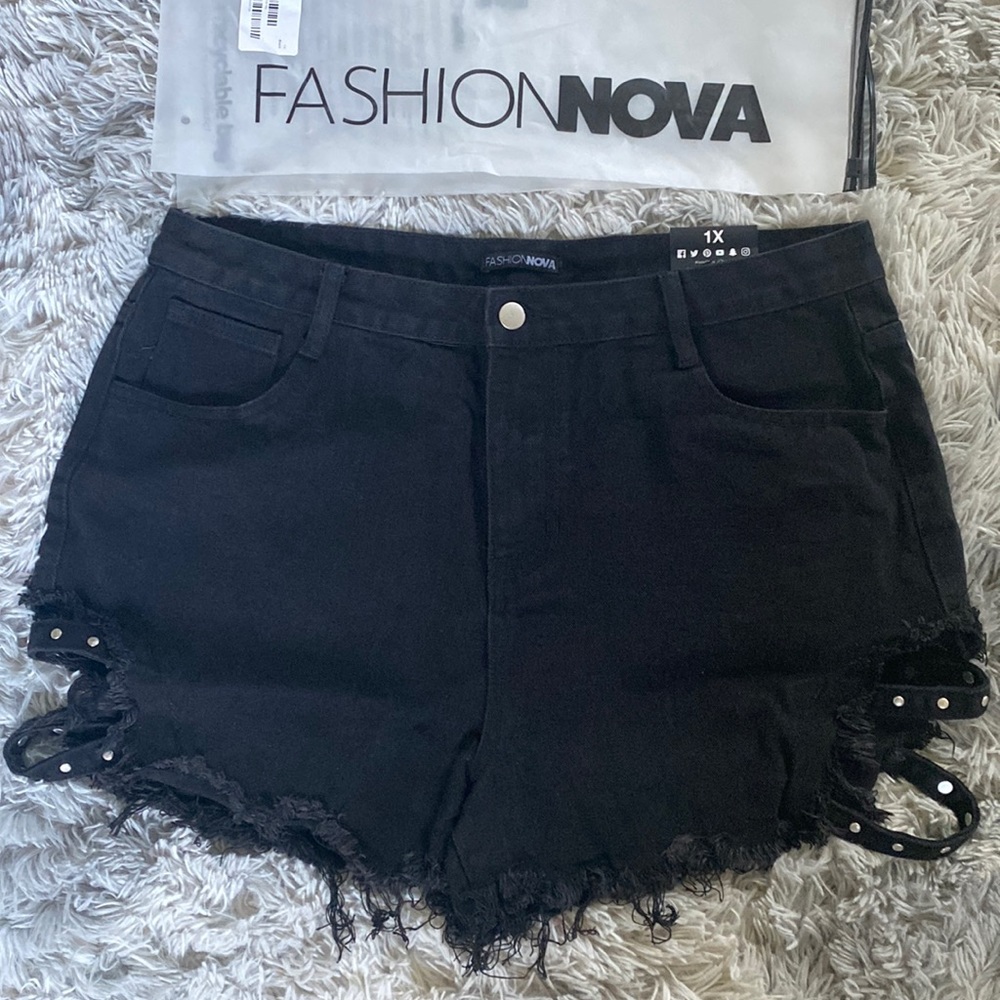 Fashion Nova Black Denim Cut Off Shorts